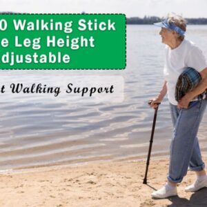 GHK H10 Walking Stick Single Leg Height Adjustable (Black)