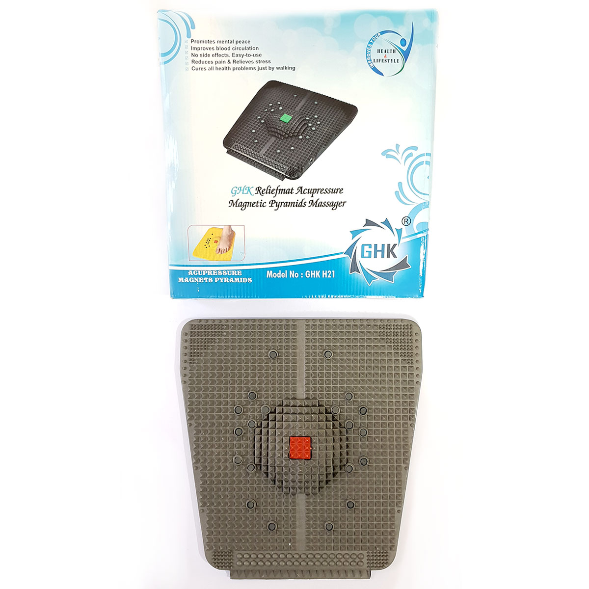 GHK H21 Reliefmat Acupressure Power Mat Massager with Magnetic Pyramids for Blood Circulation (Multicolour)