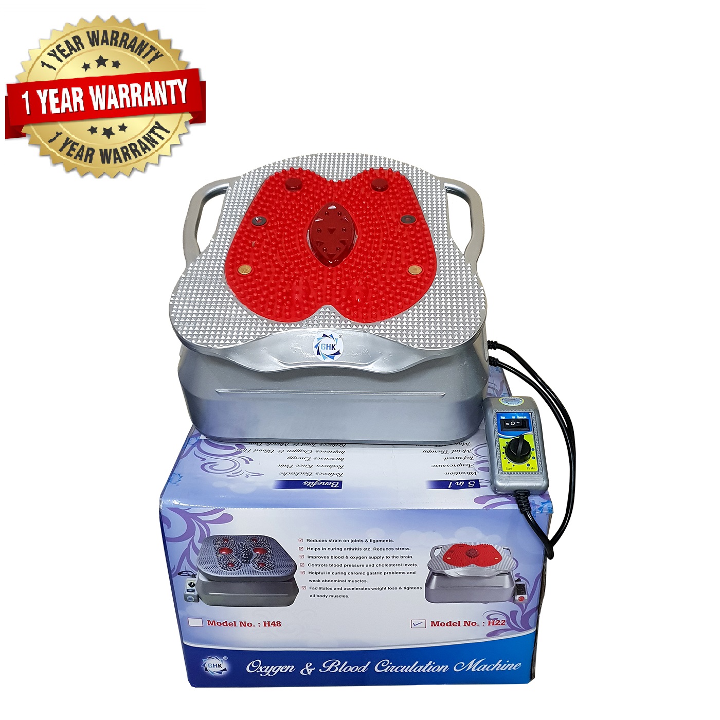 GHK H22 Electric Oxygen & Blood Circulation Machine Full Body Massager BCM (Silver-Red)
