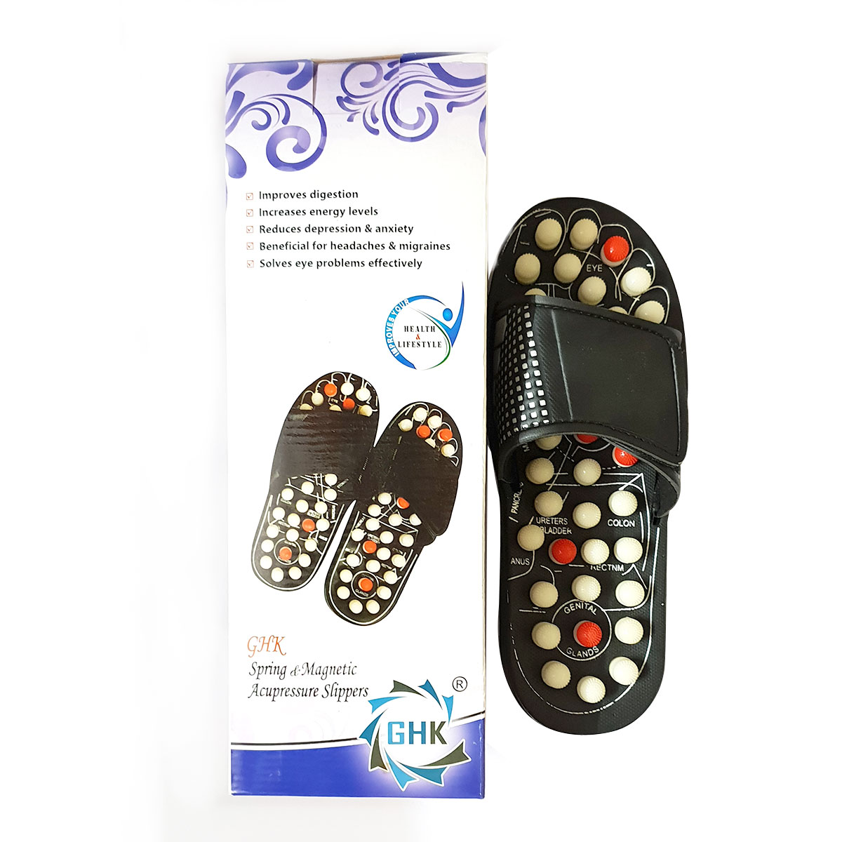 GHK H27 Spring Acupressure and Magnetic Therapy Accu Chappal for Full Body Blood Circulation