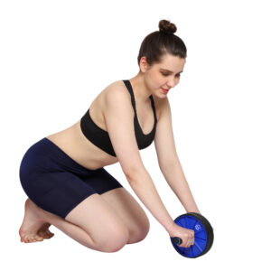 GHK F8 Abdominal 2 Wheel Ab Roller Full Body Manual Exerciser Complete Training Kit with Free Knee Protection Mat Slip Proof Foam Handles Unisex