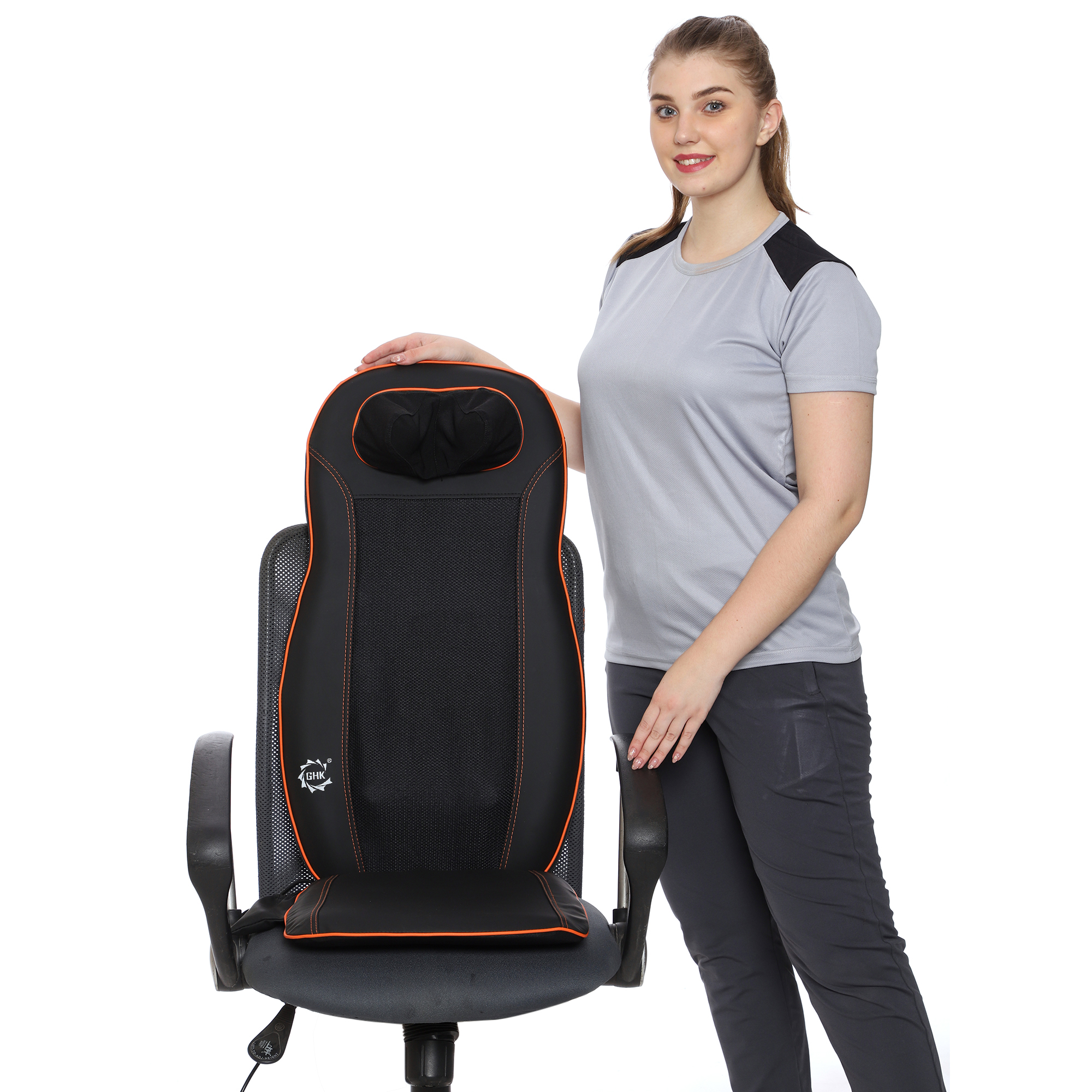 GHK H75 Full Back, Neck and Shoulder Kneading Massager with Vibration on Thigh for Car, Home & Office Use Car Charger & Electric Charger Inclusive