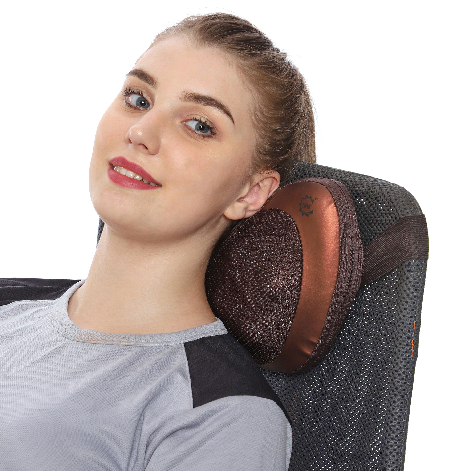 GHK H80 Back & Neck Kneading Massage Pillow for Complete Relaxation with AC Adaptor & Car Charger