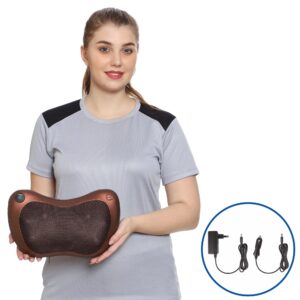 GHK H80 Back & Neck Kneading Massage Pillow for Complete Relaxation with AC Adaptor & Car Charger