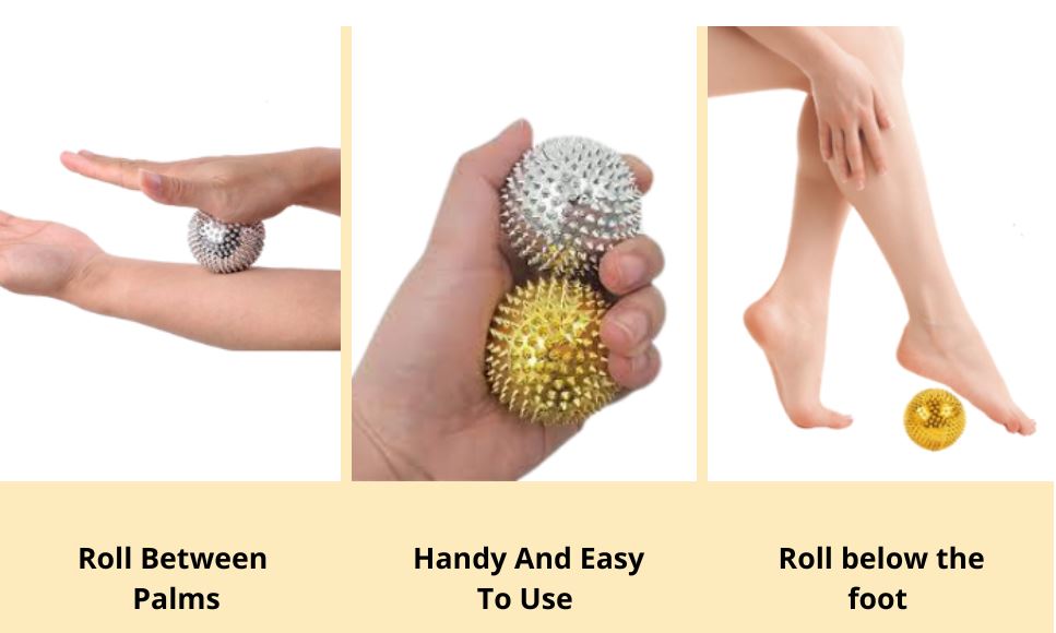 GHK H87 Acupressure Magnetic Needle Ball Massager(Pack of 2,Golden-Silver)