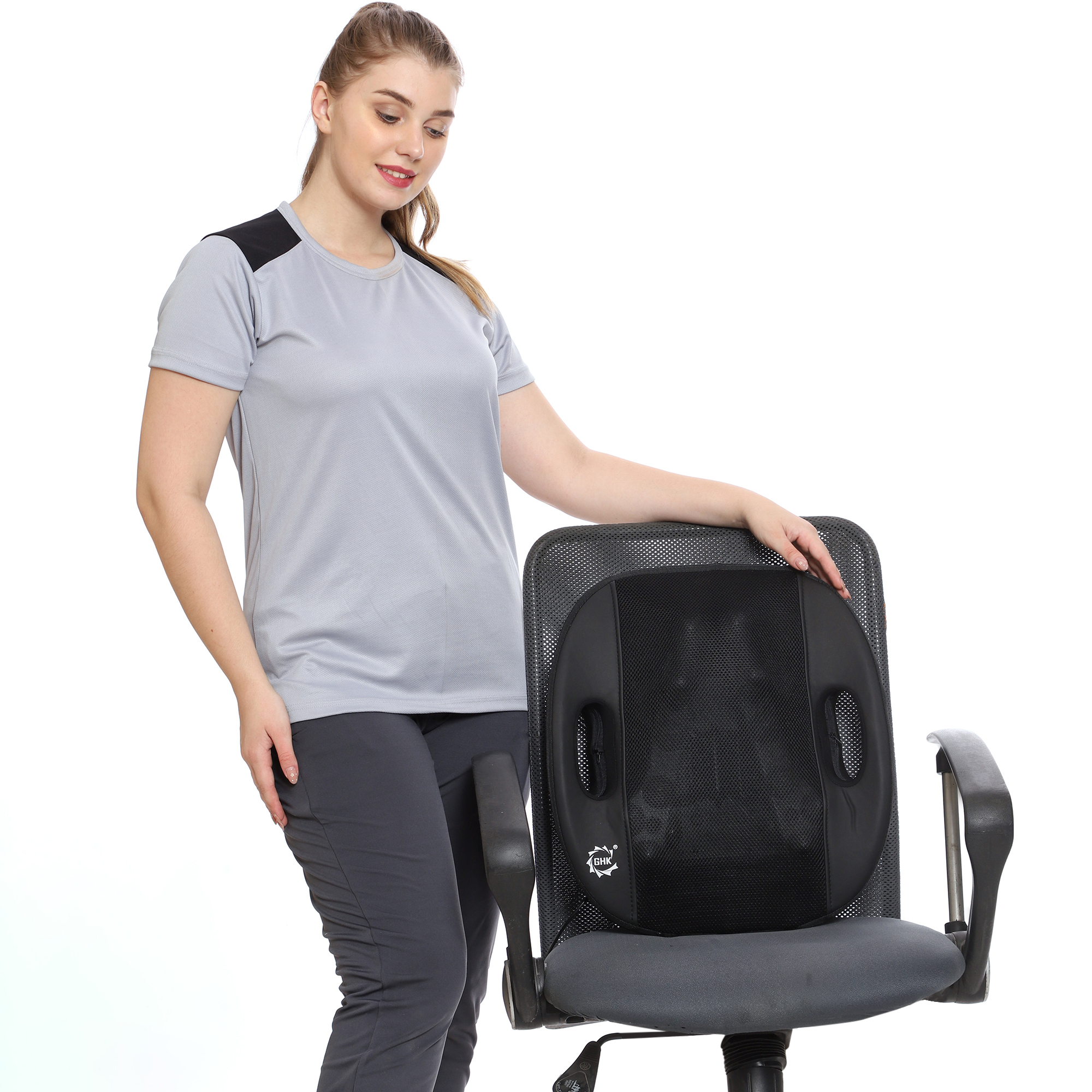 GHK H90 Shiatsu Back, Neck, Calf 12 Ball Multifunction Massage Cushion Machine for Car, Home & Office Use Car Charger & Electric Charger Inclusive
