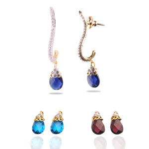 GHK ID1 S Shaped Changing Stone Diamond Earrings