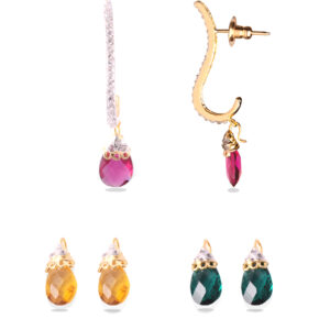 GHK ID1 S Shaped Changing Stone Diamond Earrings