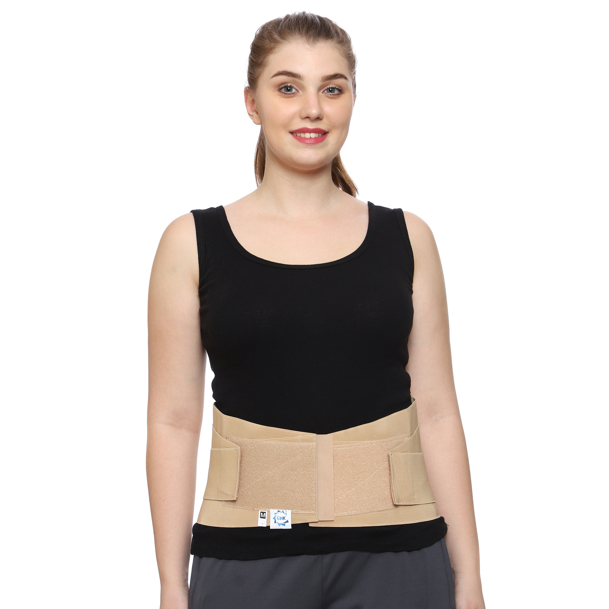 GHK S16 Contour Lumbo Sacral Support Belt for Complete Back with Double Support Elastic, Unisex, Size : S