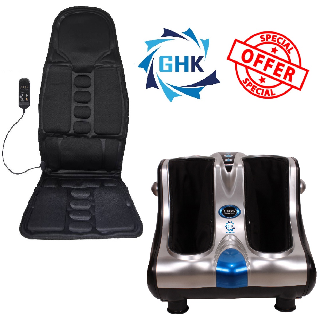 GHK HC9 Leg and Foot Massager with Vibration and Car Back Seat Massager