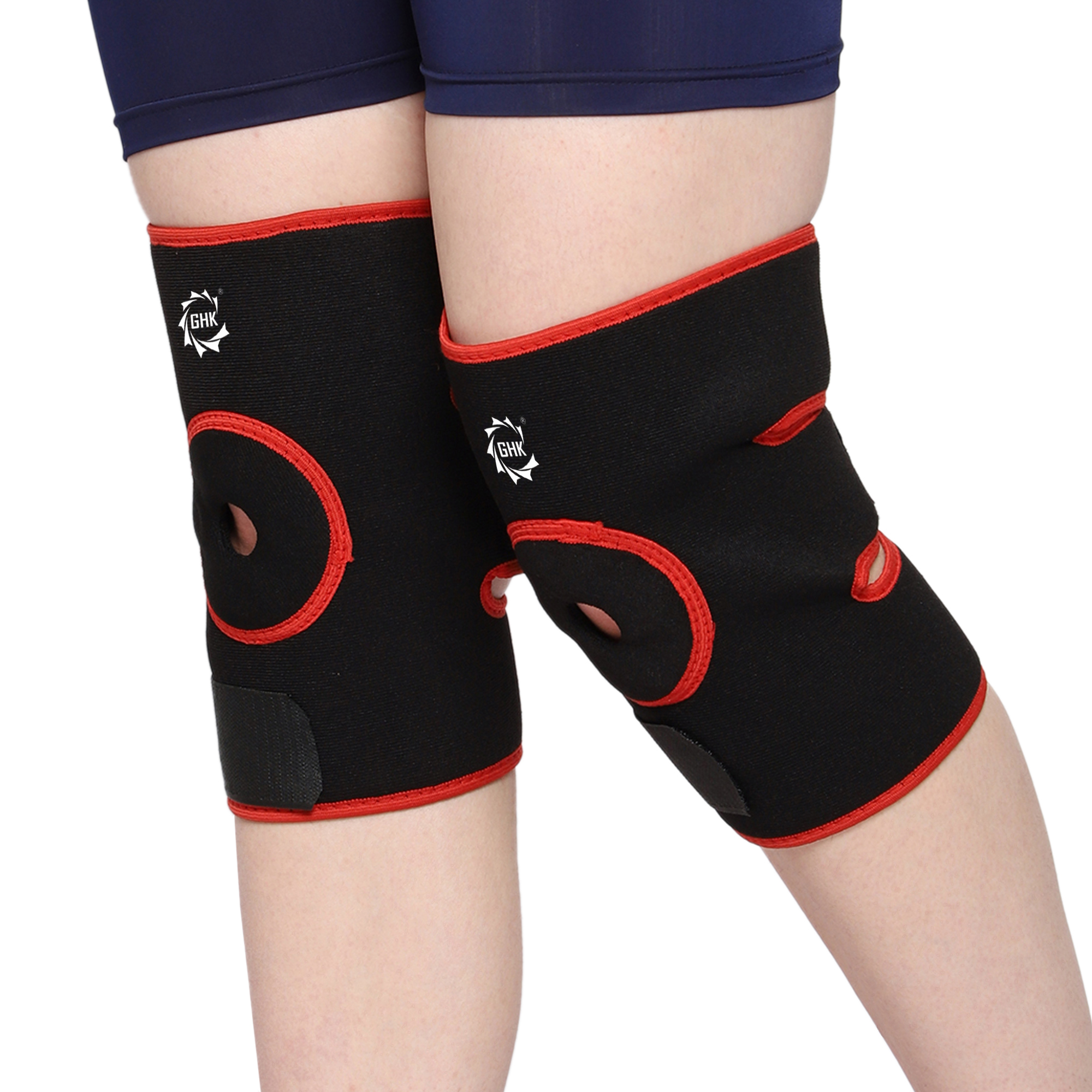GHK S9 Knee Wrap Open Patella with Adjustable Strap for Complete Knee Support 1 Pair, Unisex, Universal Size
