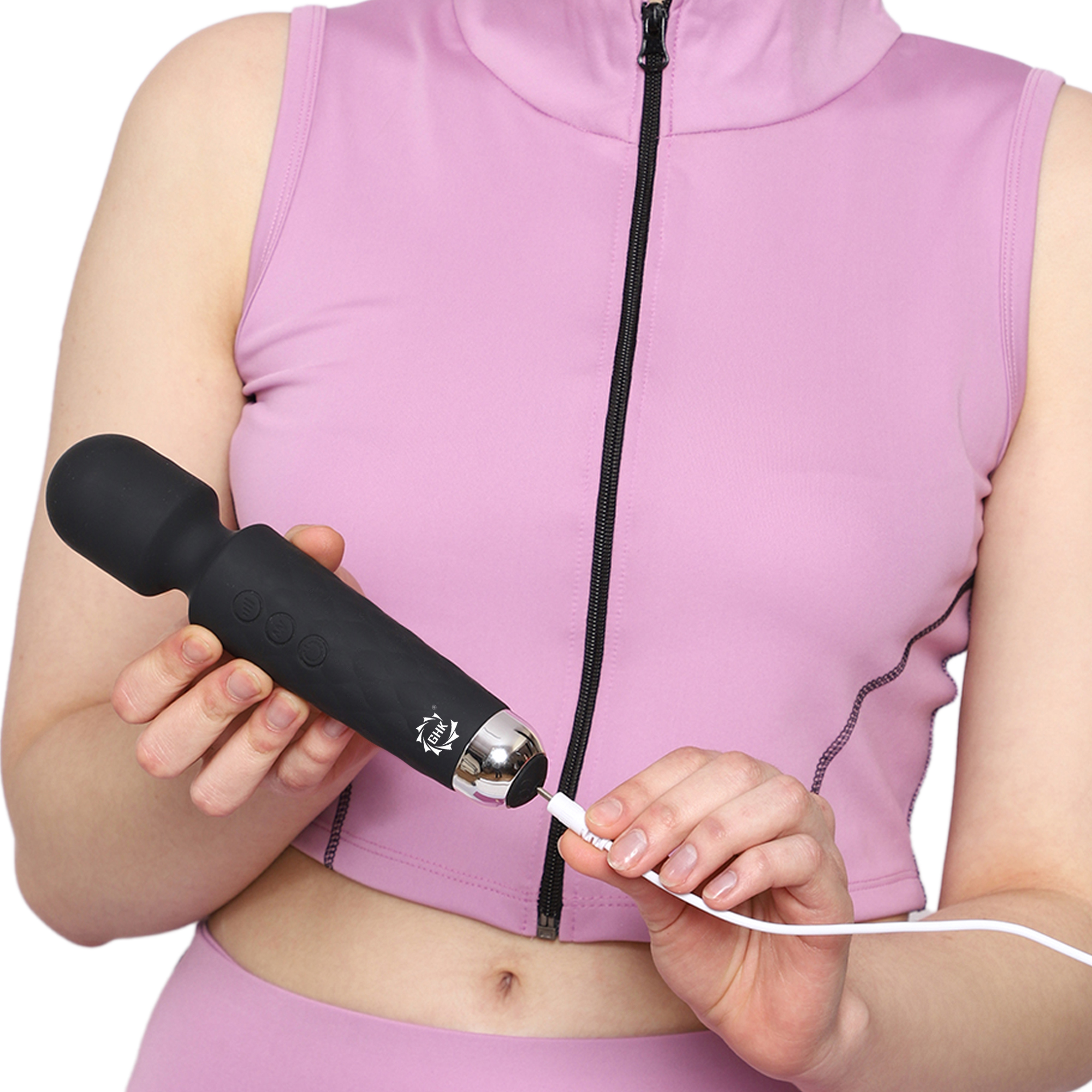 GHK H97 Wireless Vibrating Massager Wand Flexible Head for Targeted Muscle Relaxation, Multicolor
