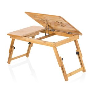 GHK M10 Portable Lapdesk Bamboo Wood Foldable Laptop Table Multipurpose Writing,Working,Eating,Reading Height Adjustable