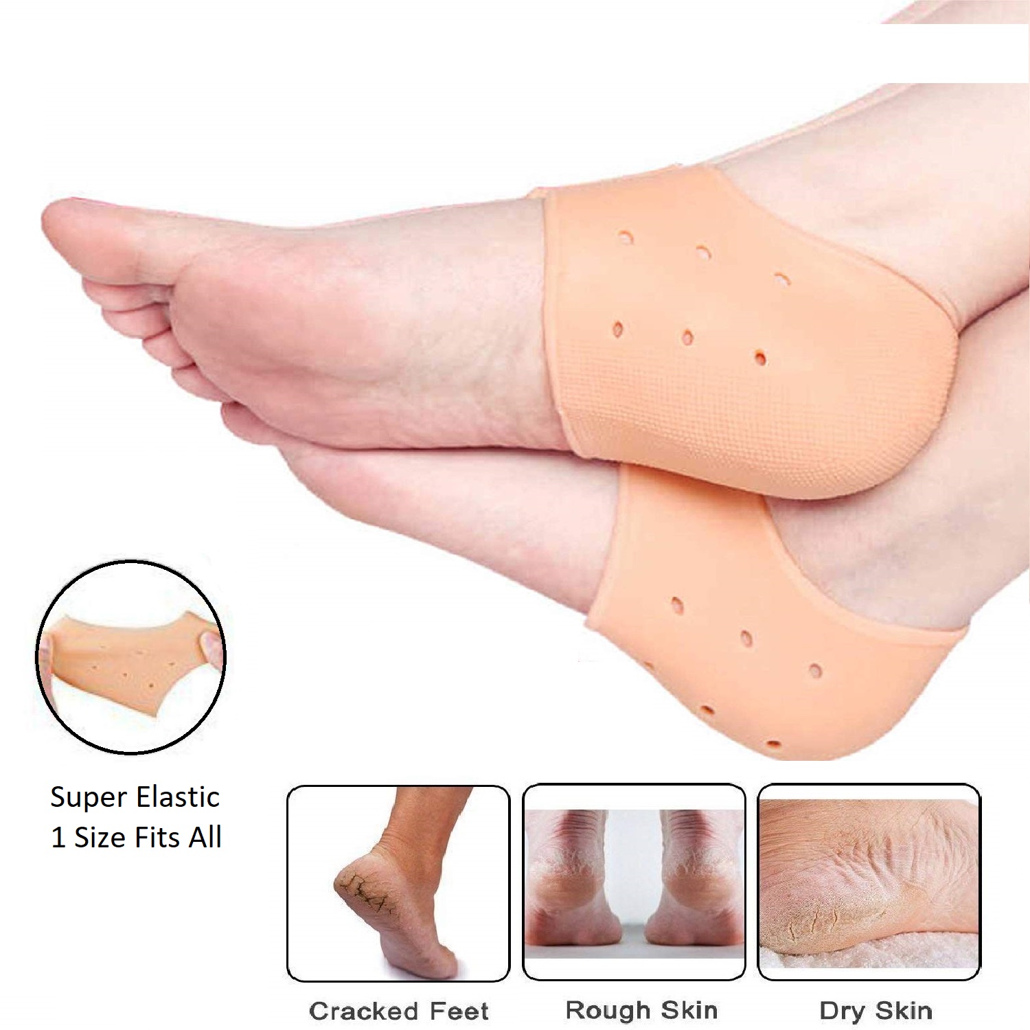 Heel Protectors Silicone, 2 Pairs Gel Heel Pads Cushion for Blister  Prevention Achilles Tendinitis, Heal Dry Cracked Heels Plantar Fasciitis  Inserts, Breathable Heel Cups for Heel Pain, Men and Women 2pairs White