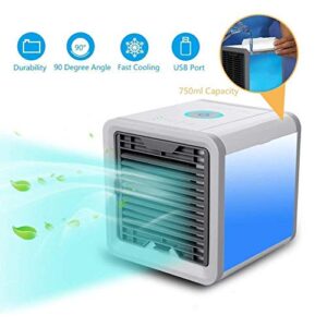 GHK M3 Portable Compact Humidifies and Purifies Air Cooler with 7 Colors Changing LED Light (White Grey)