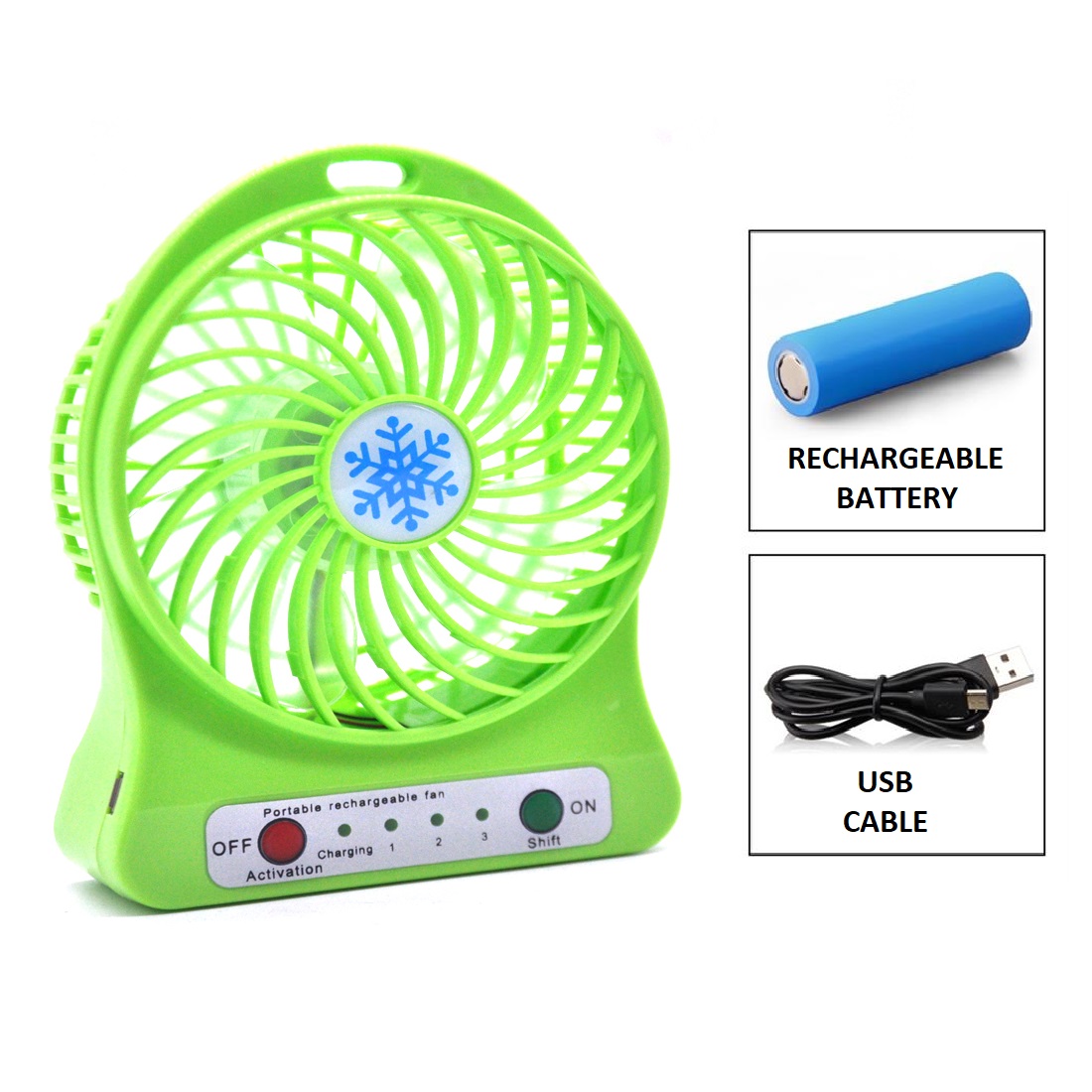 GHK M5 Portable Compact Multifunctional Mini Fan USB Operated & with Rechargeable Battery Multipurpose for Desk, Office, Kitchen & Car (Color Will be dispatched as per Availability)