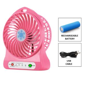 GHK M5 Portable Compact Multifunctional Mini Fan USB Operated & with Rechargeable Battery Multipurpose for Desk, Office, Kitchen & Car (Color Will be dispatched as per Availability)