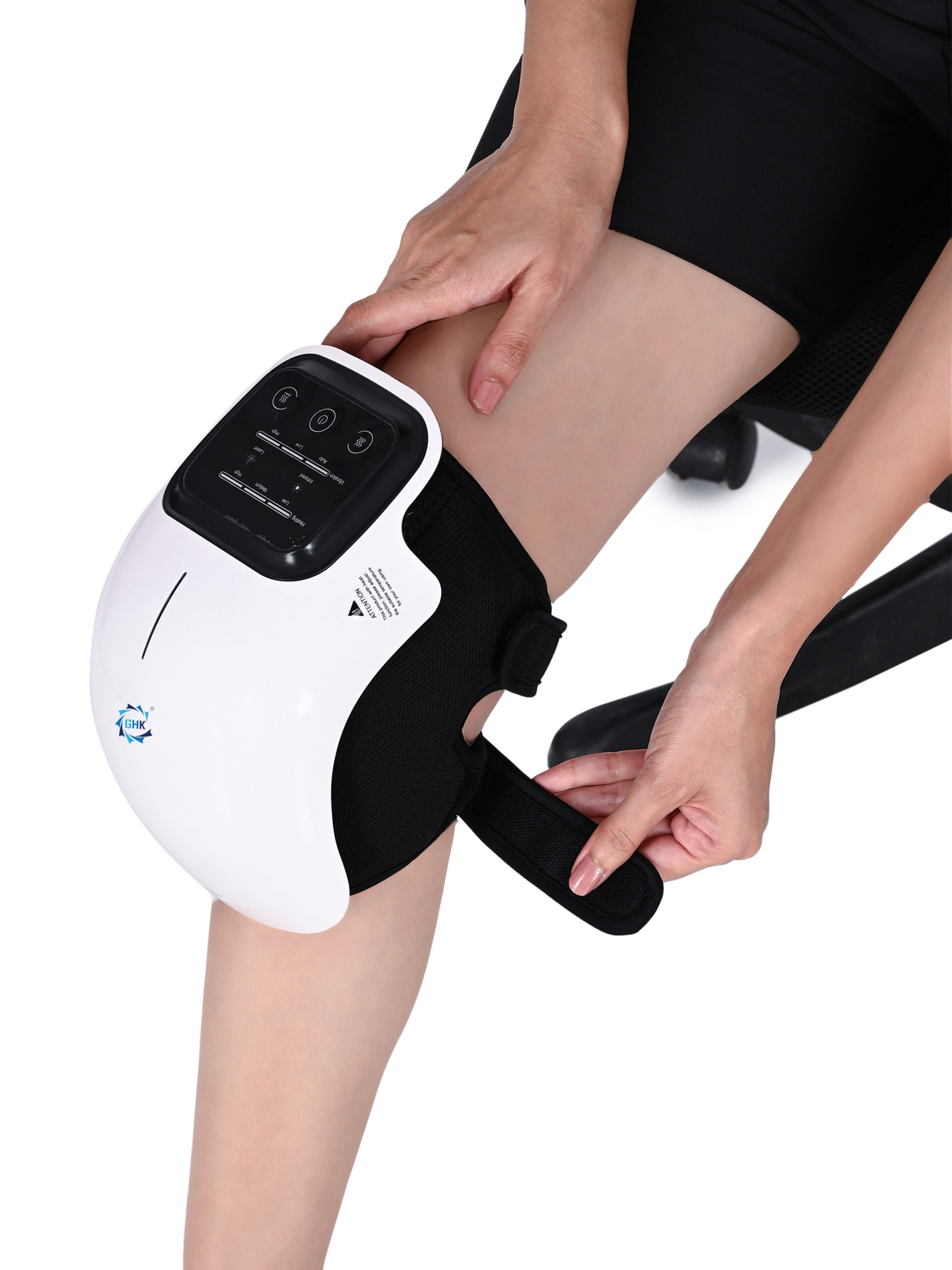GHK H103 Wireless Rechargeable Relaxing Knee Massager for Joint Pain Relief, with Heat Therapy & Vibration, Strap Up Back Design, Large LED Screen - Image 5